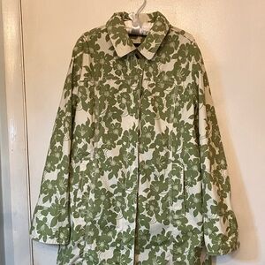 Eddie Bauer Green Floral Trench Coat